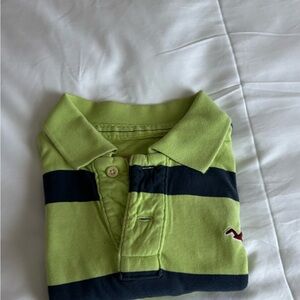 Hollister Green and Navy Striped Polo 💯 cotton